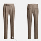 Men's Herringbone Gurkha Trousers with Pleated Front