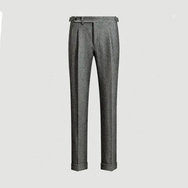 Men's Herringbone Gurkha Trousers with Pleated Front