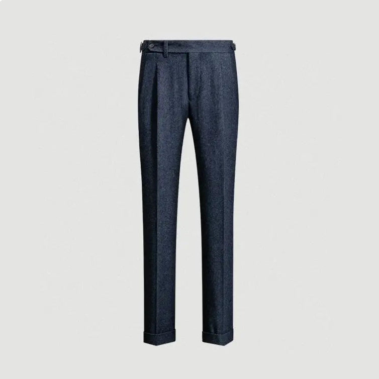 Men's Herringbone Gurkha Trousers with Pleated Front