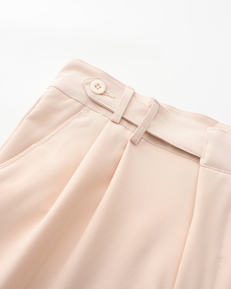 Men's High Waist Pleated Trousers with Side Adjusters