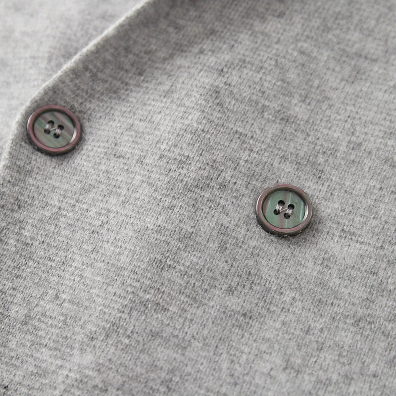 Men's Knit Blazer with Patch Pockets and Double-Breasted Front