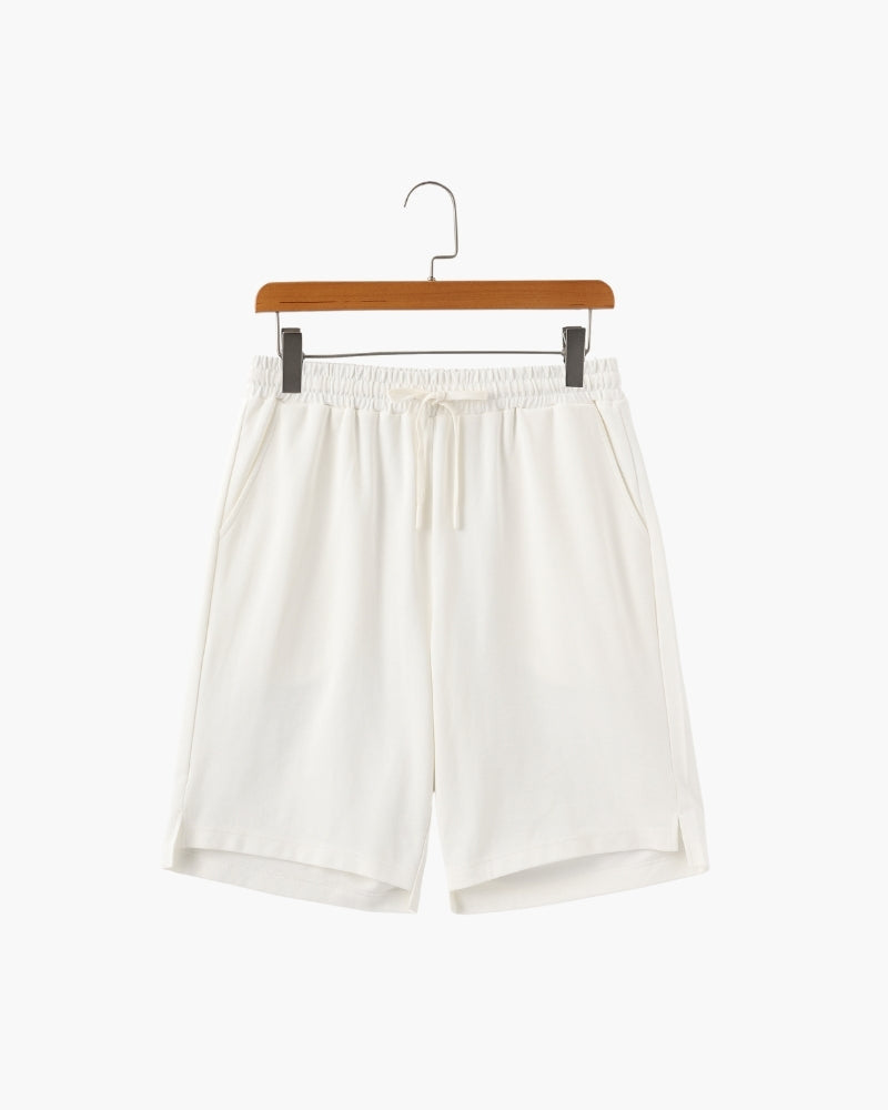 Men's Lightweight Court Shorts with Elasticated Waist - White