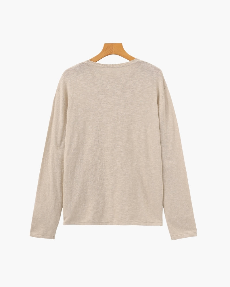 Men's Lightweight Crew Neck Sweater with Ribbed Trims