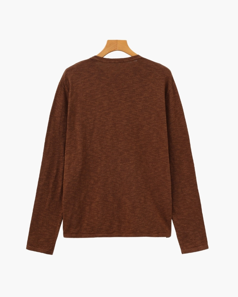 Men's Lightweight Crew Neck Sweater with Ribbed Trims