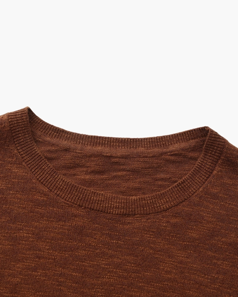 Men's Lightweight Crew Neck Sweater with Ribbed Trims