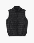 Men's Lightweight Quilted Puffer Vest with Stand Collar - Black
