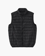 Men's Lightweight Quilted Puffer Vest with Stand Collar - Black