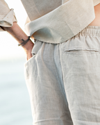 Men's Linen-Look Drawstring Shorts with Side Pockets