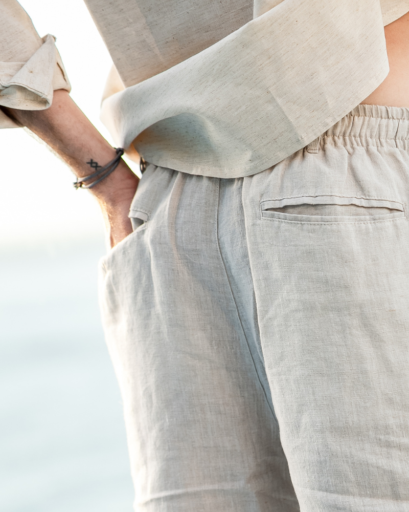 Men's Linen-Look Drawstring Shorts with Side Pockets