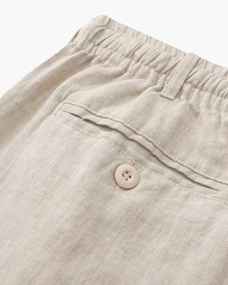 Men's Linen-Look Drawstring Shorts with Side Pockets