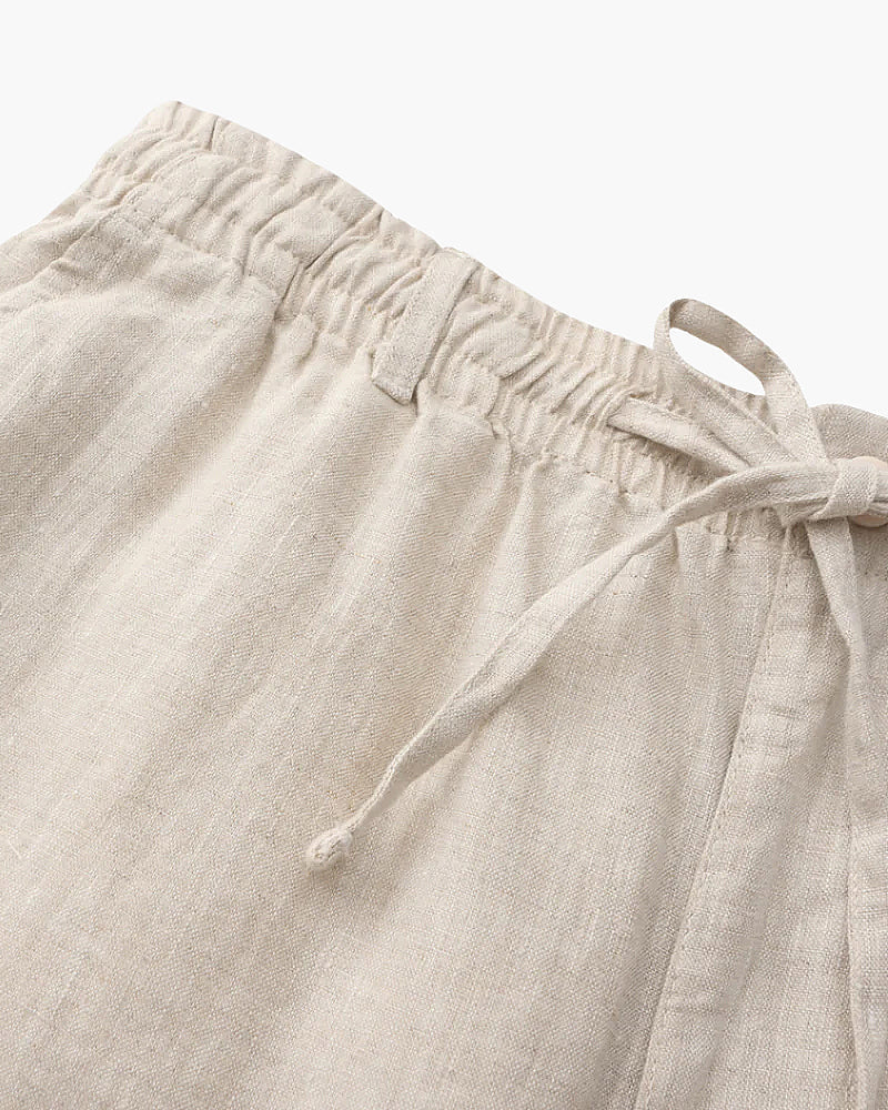 Men's Linen-Look Drawstring Shorts with Side Pockets
