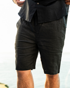 Men's Linen-Look Drawstring Shorts with Side Pockets