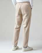 Men's Linen-Look Straight Trousers with Drawstring Waist