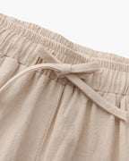 Men's Linen-Look Straight Trousers with Drawstring Waist