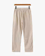 Men's Linen-Look Straight Trousers with Drawstring Waist