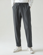 Men's Linen-Look Straight Trousers with Drawstring Waist