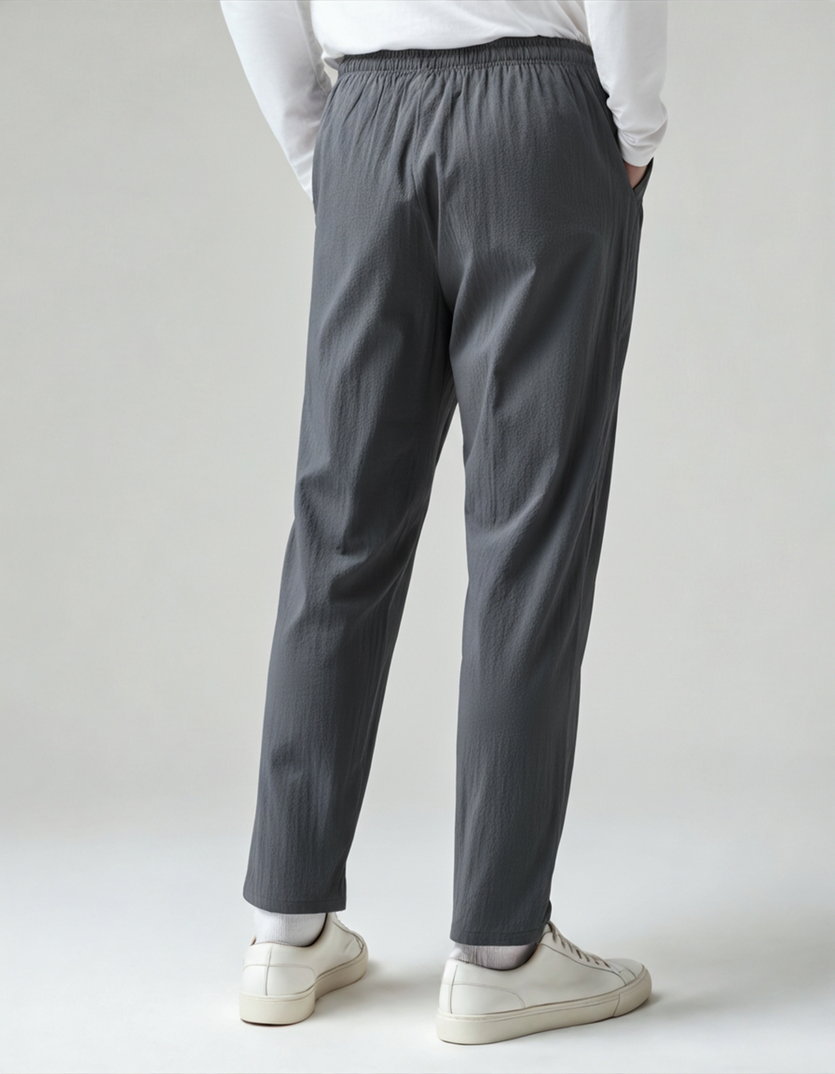 Men's Linen-Look Straight Trousers with Drawstring Waist