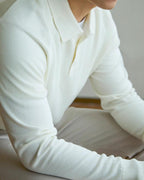 Men's Long Sleeve Knit Polo with Button Placket