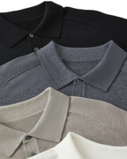Men's Long Sleeve Knit Polo with Button Placket