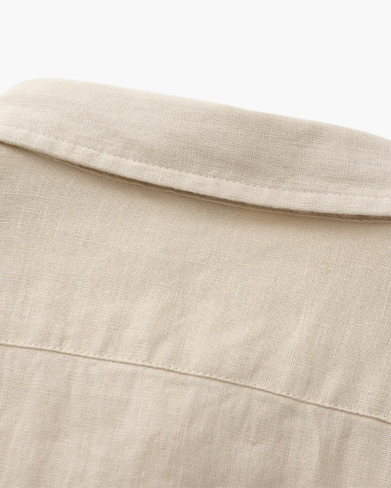 Men's Long Sleeve Linen-Look Shirt with Point Collar