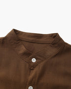 Men's Mandarin Collar Shirt with Relaxed Textured Weave