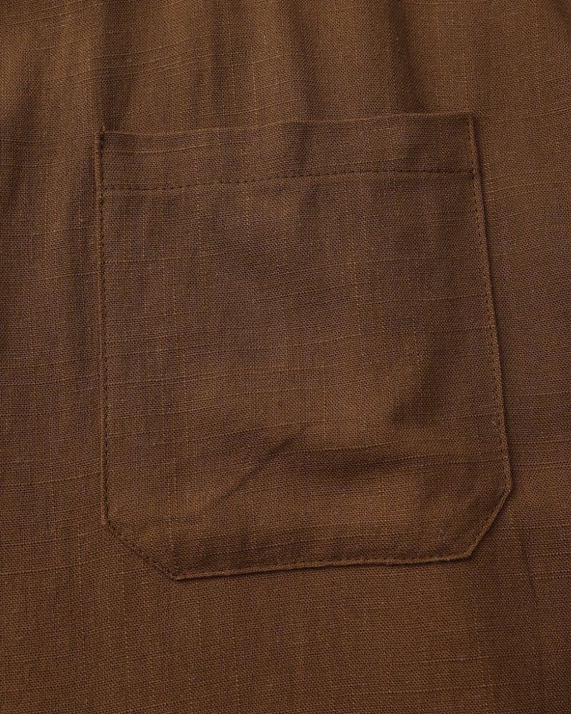 Men's Mandarin Collar Shirt with Relaxed Textured Weave