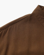 Men's Mandarin Collar Shirt with Relaxed Textured Weave
