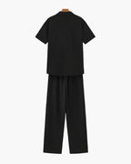 Men's Matching Polo and Trouser Set with Camp Collar