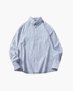 Men's Oversized Striped Shirt with Long Sleeves - Light Blue