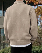 Men's Polo Collar Half-Zip Knit Sweater in Beige or Blue