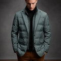 Men's Quilted Puffer Blazer with Notched Lapels - Laurel Green