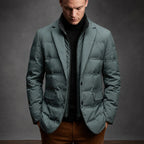Men's Quilted Puffer Blazer with Notched Lapels - Laurel Green