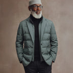 Men's Quilted Puffer Blazer with Notched Lapels