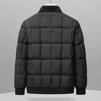 Men's Quilted Puffer Jacket with Ribbed Knit Collar