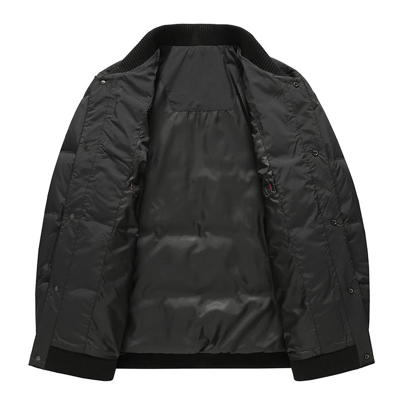 Men's Quilted Puffer Jacket with Ribbed Knit Collar