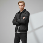 Men's Quilted Puffer Jacket with Ribbed Knit Collar