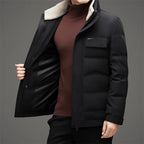 Men's Quilted Puffer Jacket with Sherpa-Lined Stand Collar