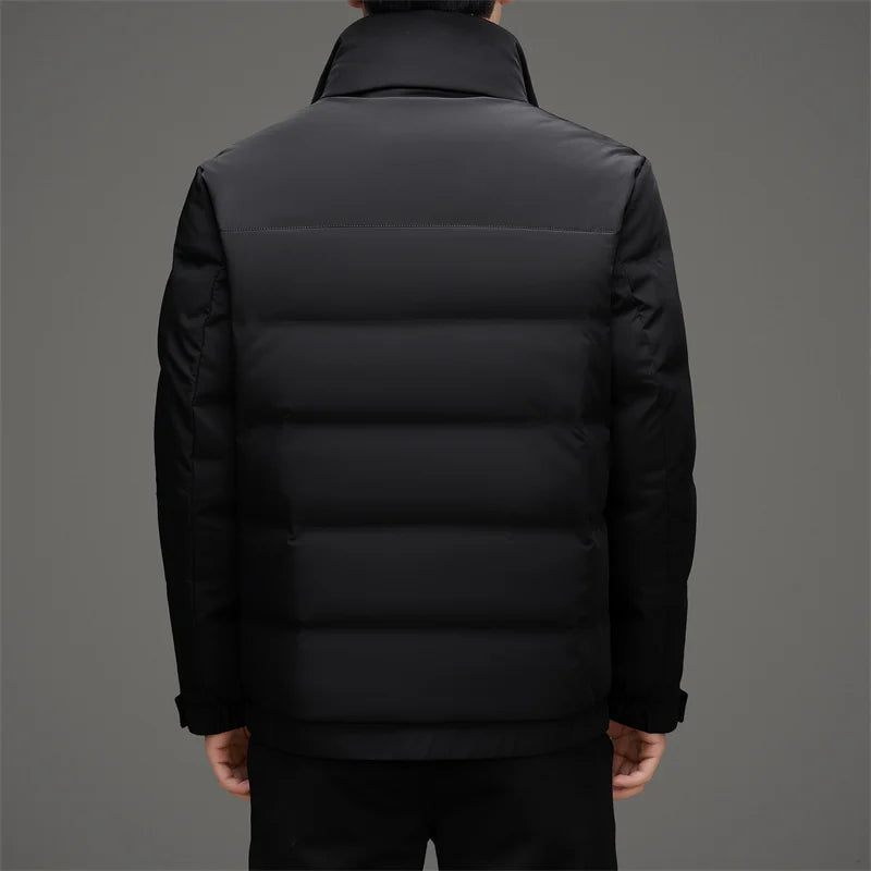 Men's Quilted Puffer Jacket with Sherpa-Lined Stand Collar