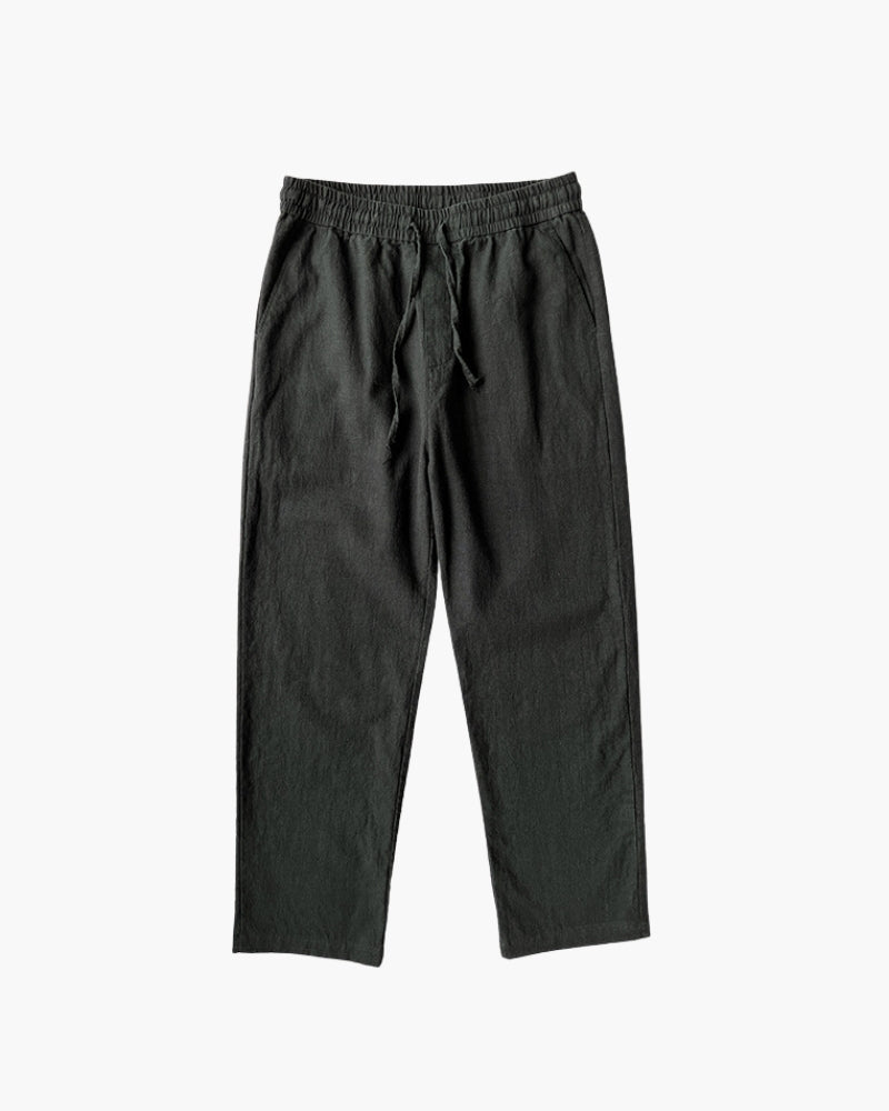 Men's Relaxed Lounge Trousers with Drawstring Waist - Black