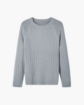 Men's Ribbed Crew Neck Sweater with Long Sleeves - Gray