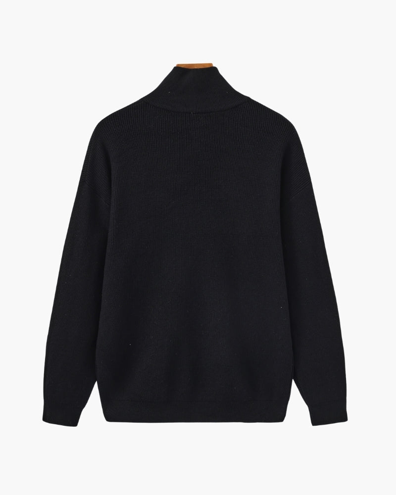 Men's Ribbed Half-Zip Pullover with Tailored Fit