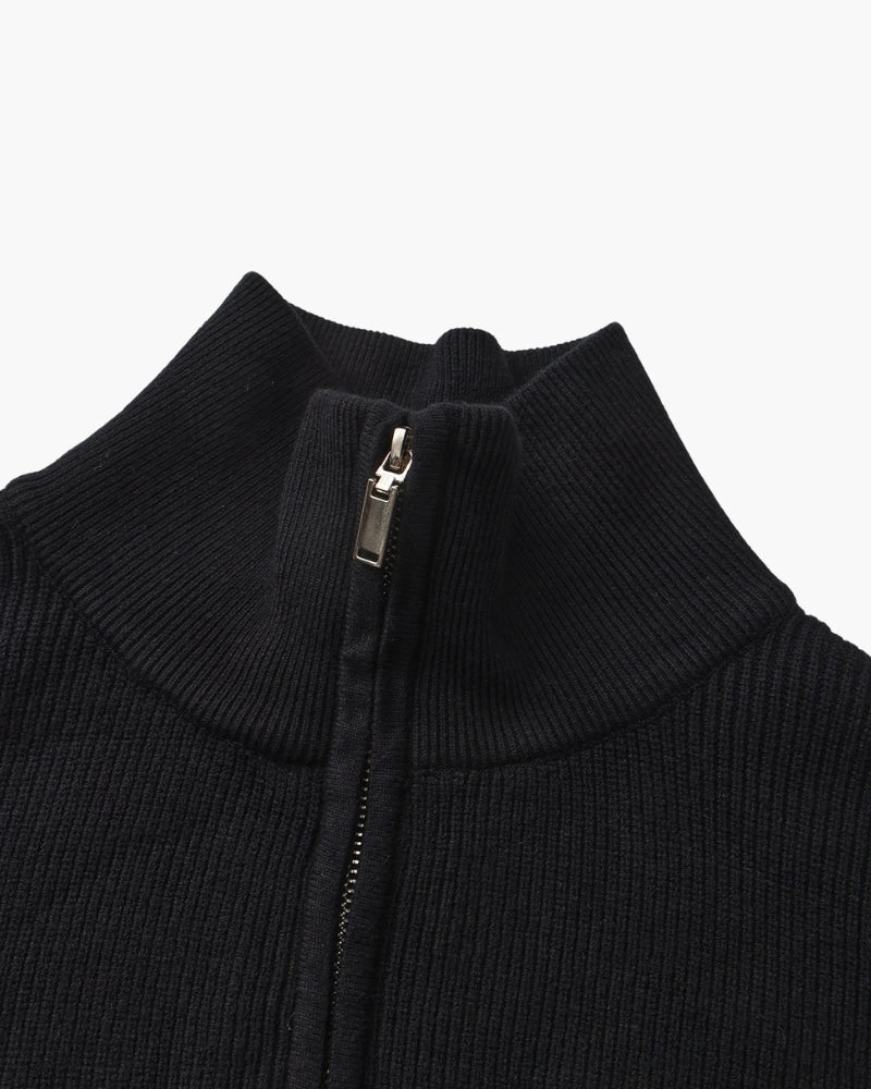 Men's Ribbed Half-Zip Pullover with Tailored Fit