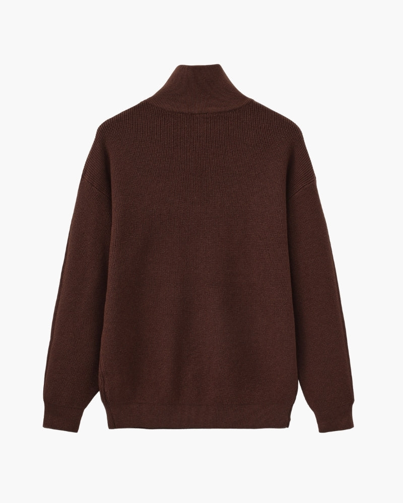 Men's Ribbed Half-Zip Pullover with Tailored Fit