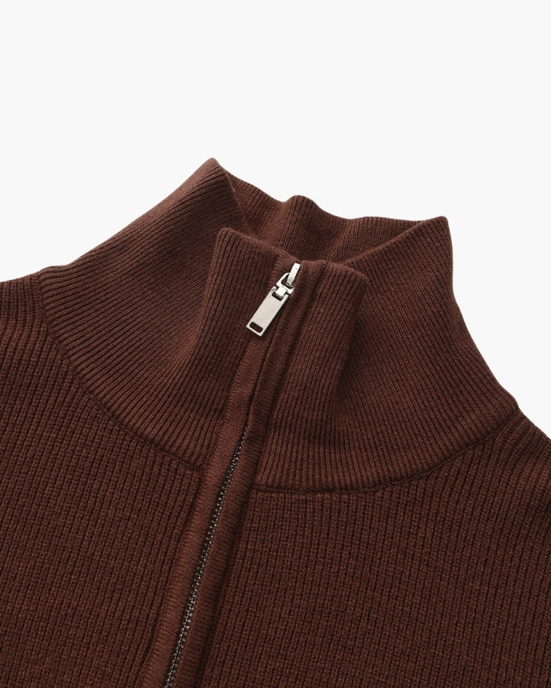 Men's Ribbed Half-Zip Pullover with Tailored Fit