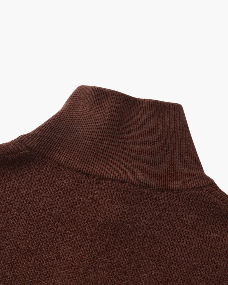 Men's Ribbed Half-Zip Pullover with Tailored Fit