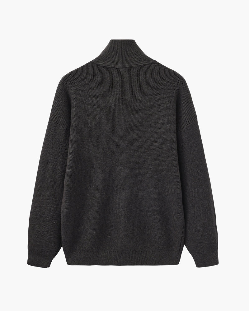 Men's Ribbed Half-Zip Pullover with Tailored Fit