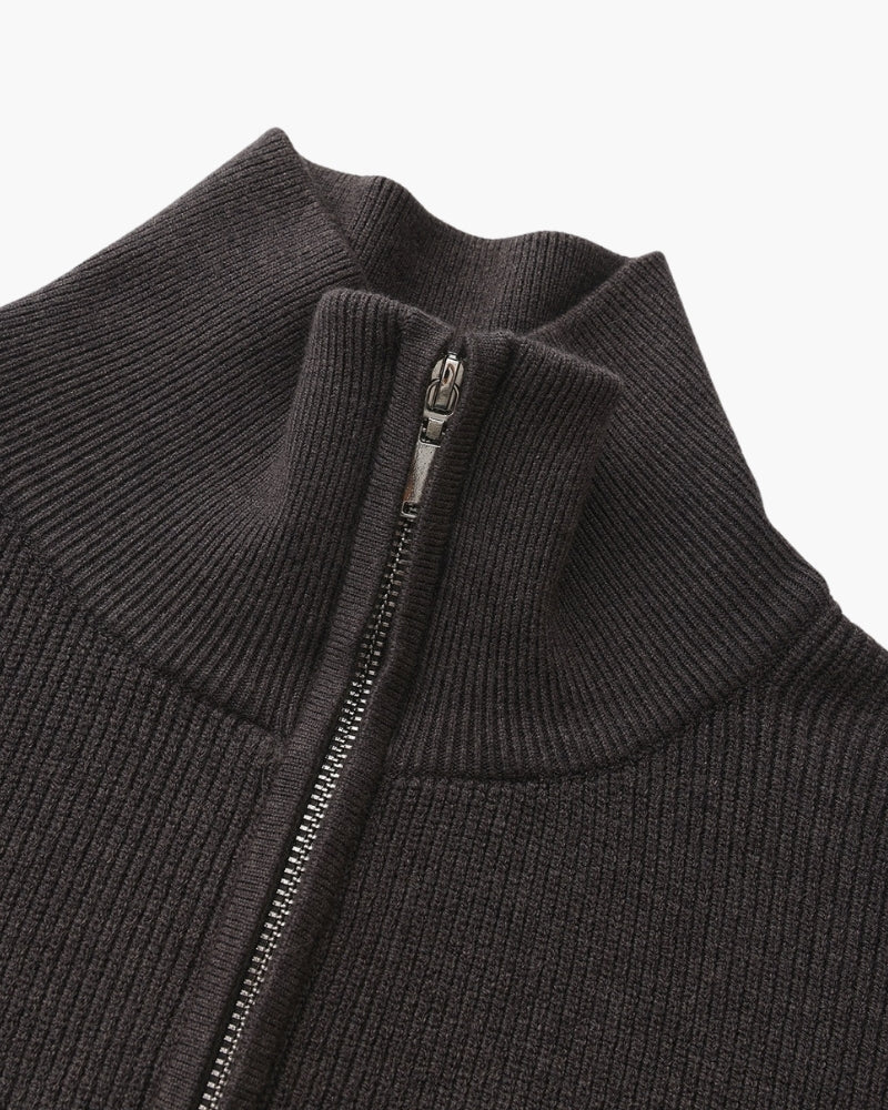 Men's Ribbed Half-Zip Pullover with Tailored Fit