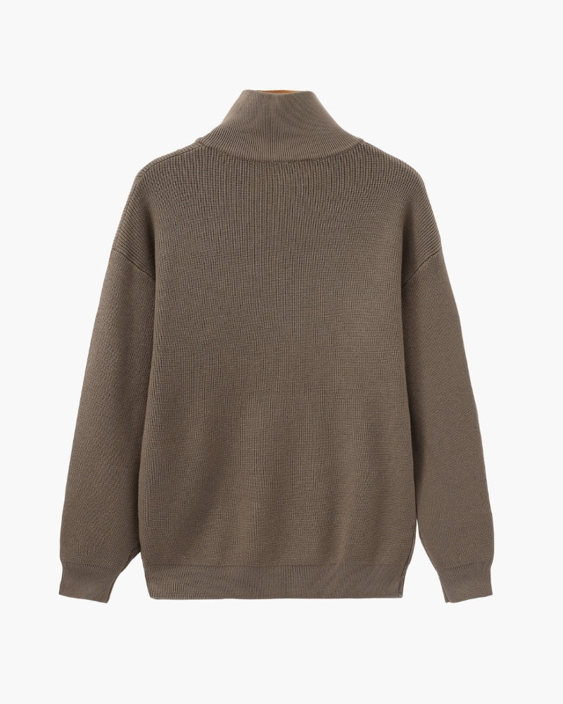 Men's Ribbed Half-Zip Pullover with Tailored Fit