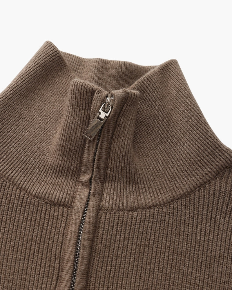 Men's Ribbed Half-Zip Pullover with Tailored Fit