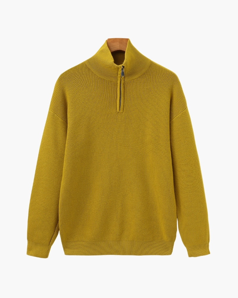 Men's Ribbed Half-Zip Pullover with Tailored Fit